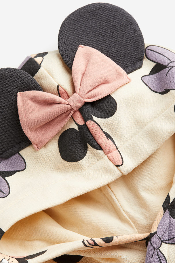 H&M Tweedelige Set - Capuchonsweater En Legging Roomwit/minnie Mouse