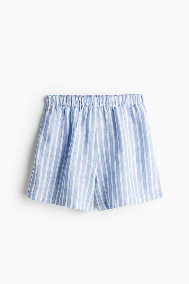 H&M Pull-on-Shorts aus Leinen Blau/Gestreift