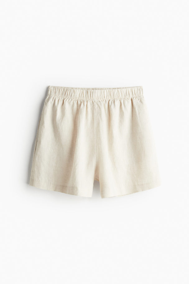 H&M Pull-on-Shorts aus Leinen Naturweiß