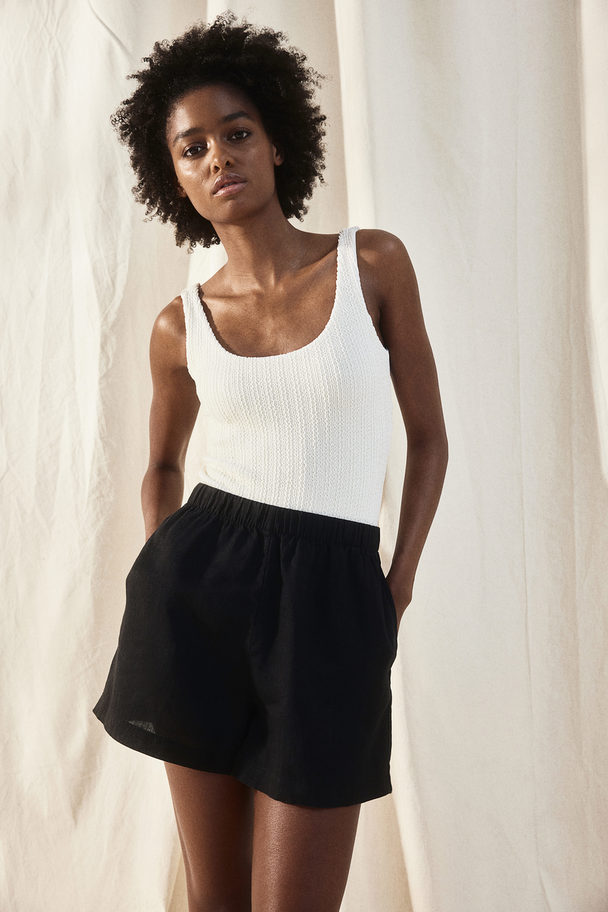 H&M Pull-on Short Van Linnen Zwart