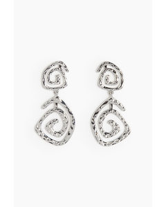 Swirl-shaped Pendant Earrings Silver-coloured