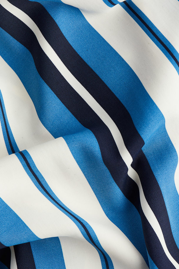 H&M Kaftankleid mit V-Ausschnitt Cremefarben/Blau gestreift