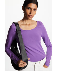 Scoop-neck Long-sleeved Top Purple