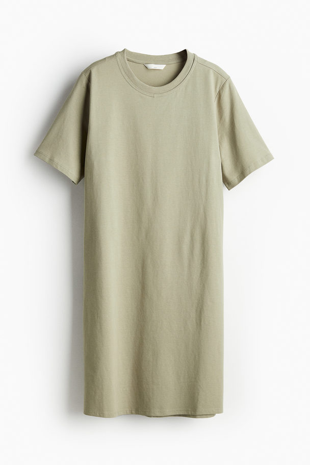 H&M MAMA T-Shirt-Kleid mit Stillfunktion Helles Khakigrün