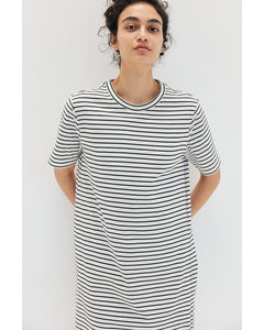 MAMA T-Shirt-Kleid mit Stillfunktion Weiß/Gestreift