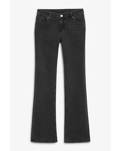 Verwassen Zwarte Wakumi Jeans Met Lage Taille Donker Zwart