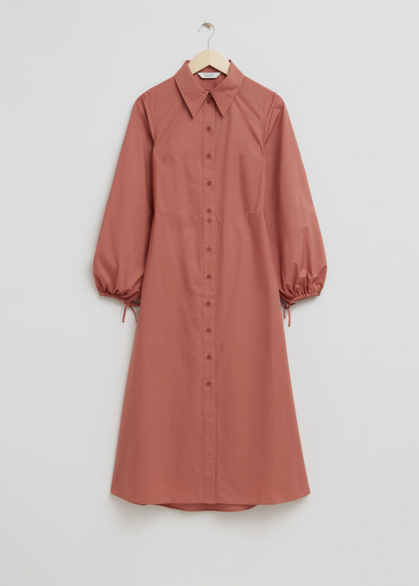 & Other Stories Fitted Cut-out Shirt Dress Red