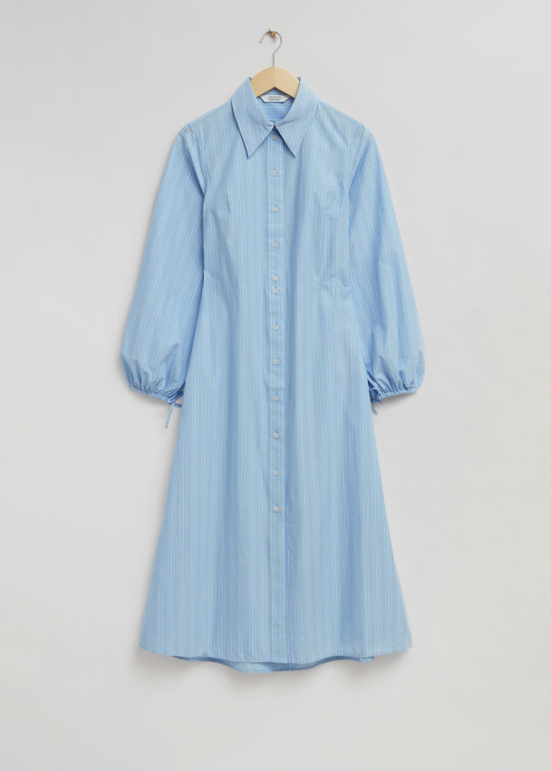 & Other Stories Fitted Cut-out Shirt Dress Light Blue