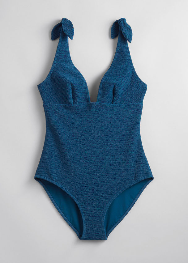 & Other Stories Bow-detailed Swimsuit Blue