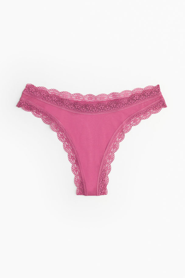 H&M 3er-Pack Baumwoll-Strings Mattgrün/Cerise