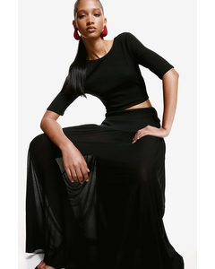 Long Jersey Skirt Black