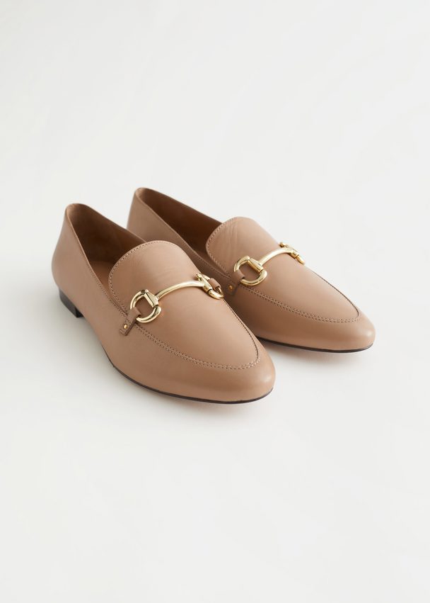 & Other Stories Equestrian Buckle Loafers Beige Suede