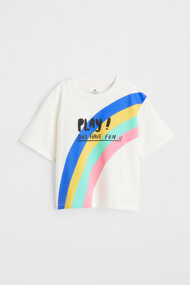 H&M T-Shirt mit Motiv Naturweiß/Play!