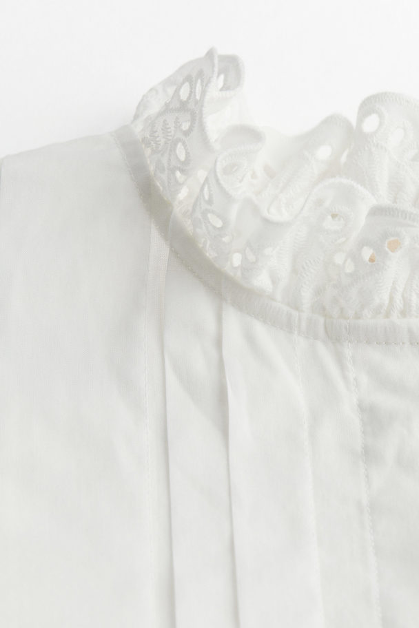 H&M Katoenen Blouse Met Platte Plooitjes Wit