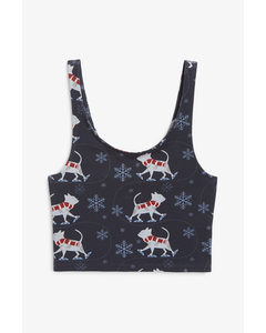 Cropped Tank Top With Holiday Cat-print Cats
