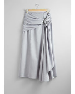 Draped Midi Skirt Light Grey