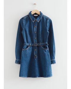 Denim-Minikleid mit Gürtel Blau