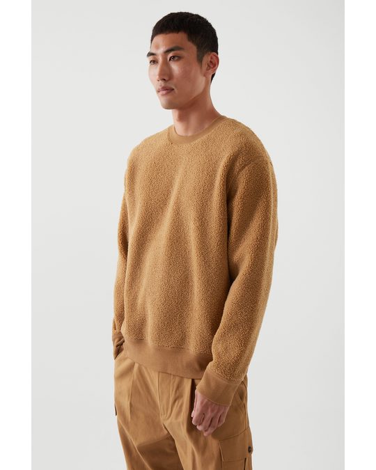 COS Oversized-fit Teddy Sweatshirt Beige