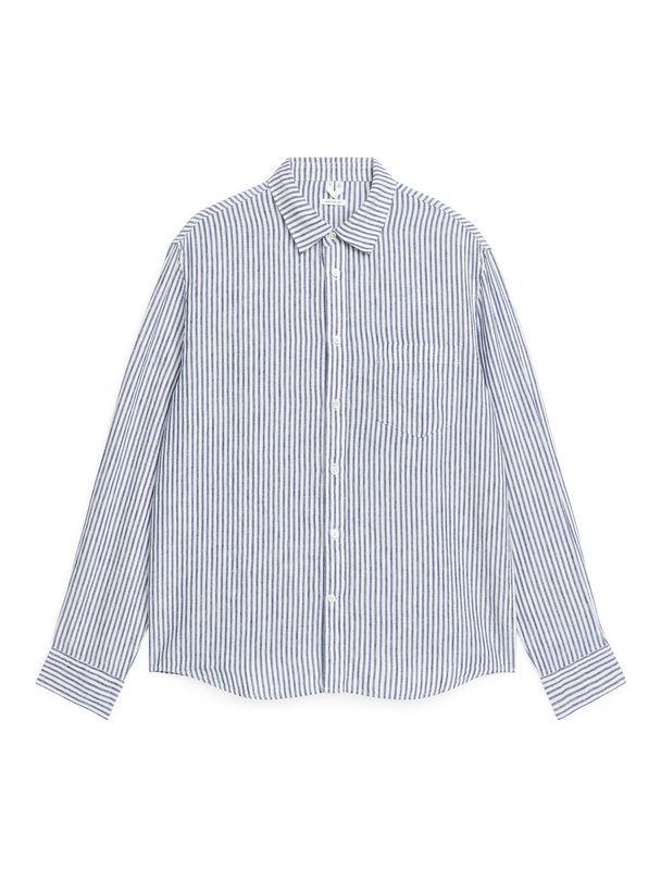 ARKET Regular-fit Linen Shirt Blue/white