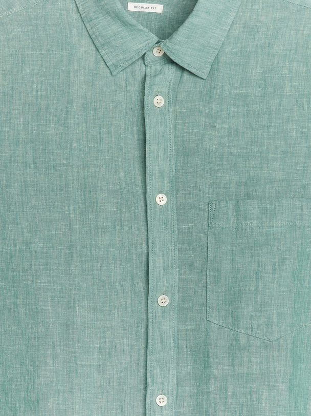 ARKET Leinenhemd mit normaler Passform Zartgrün meliert