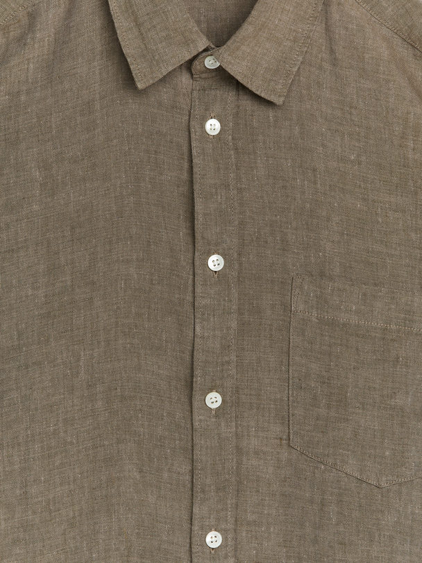ARKET Regular-fit Linen Shirt Dark Mole Melange