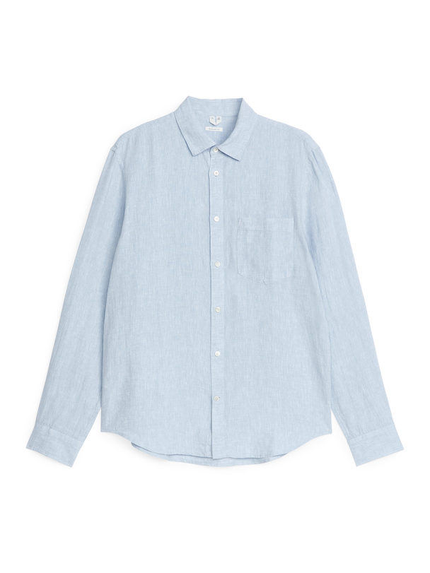 ARKET Regular-fit Linen Shirt Light Blue