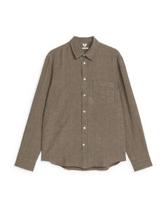 Regular-fit Linen Shirt Dark Mole Melange