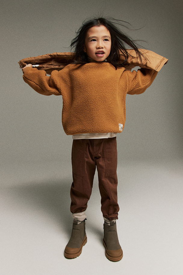 H&M Teddy Sweater - Oversized Fit Mosterdgeel