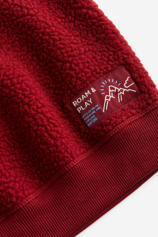H&M Oversized Teddy Sweatshirt Dark Red