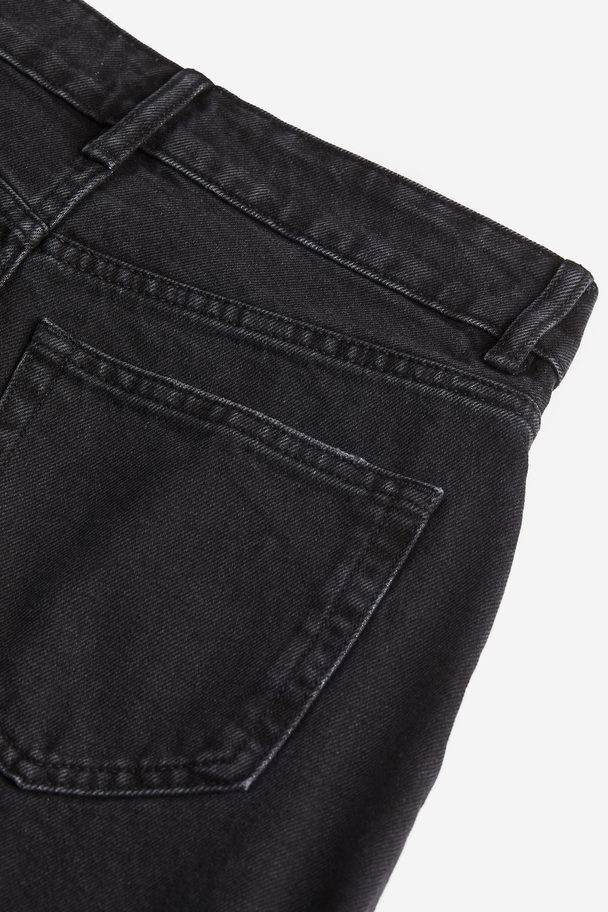 H&M Mom High Jeansshorts Schwarz/Washed out