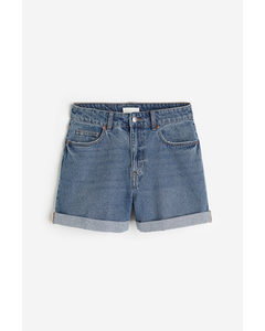 Mom High Denim Short Denimblauw