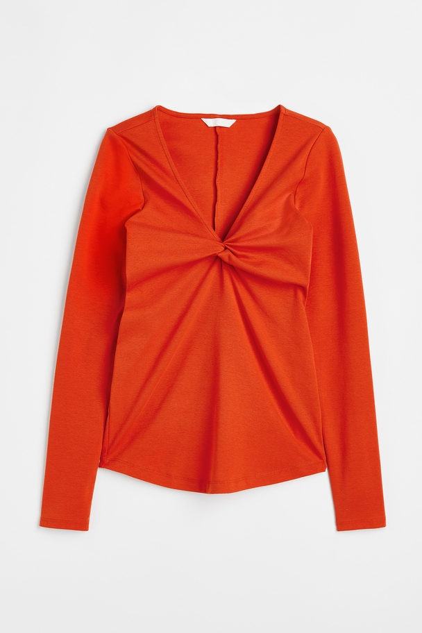 H&M Mama Knot-detail Top Red