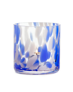 Teelichthalter aus Glas, 9 cm Transparent/Blau/Rosa