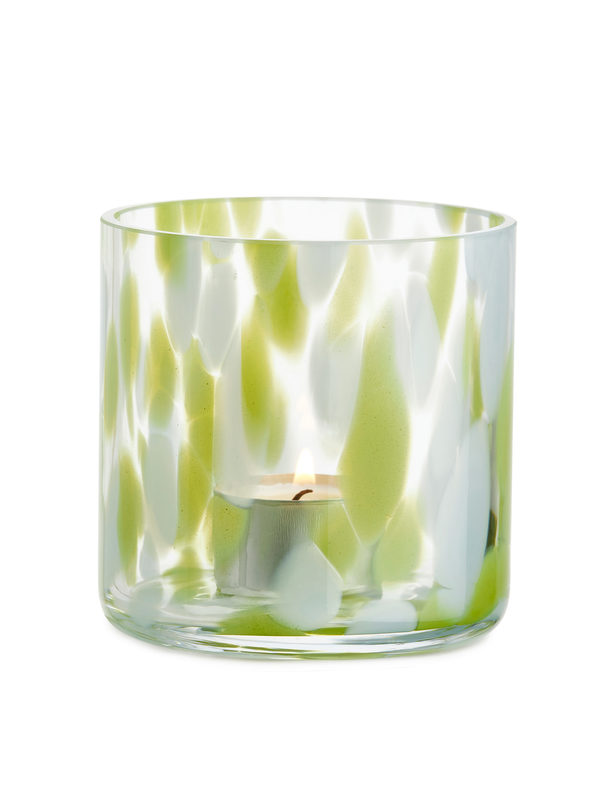 ARKET Teelichthalter aus Glas, 9 cm Transparent/Grün/Blau