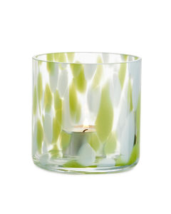 Teelichthalter aus Glas, 9 cm Transparent/Grün/Blau