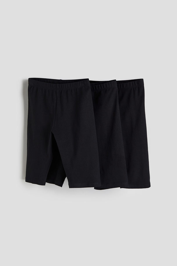 H&M 3-pack Jersey Cycling Shorts Black