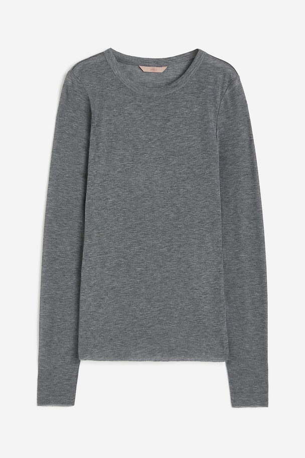 H&M Top Van Lyocellmix Donkergrijs Gemêleerd