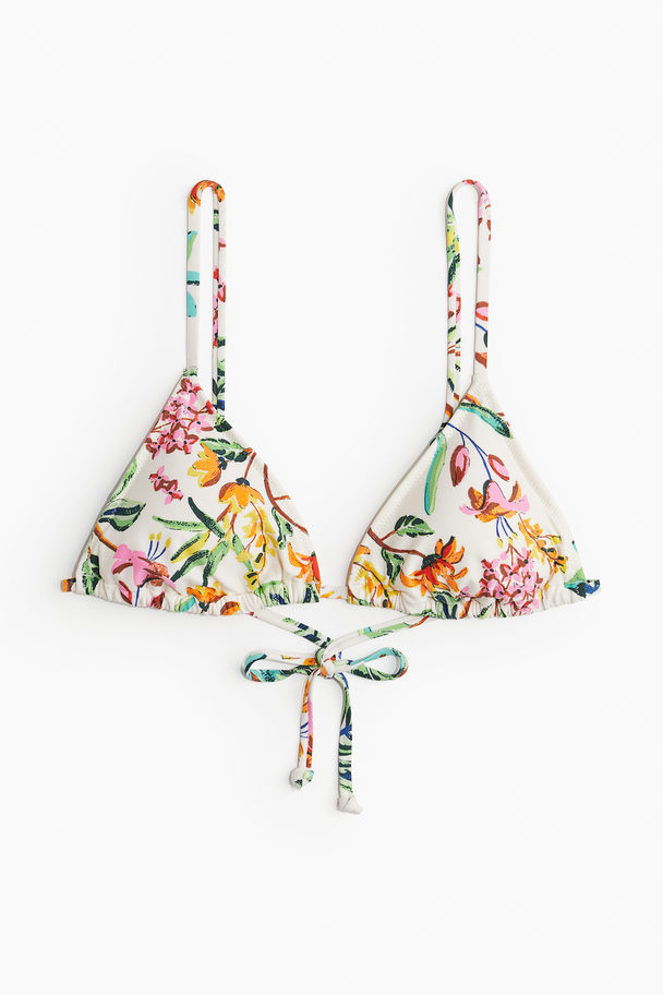 H&M Padded Triangle Bikini Top Cream/floral