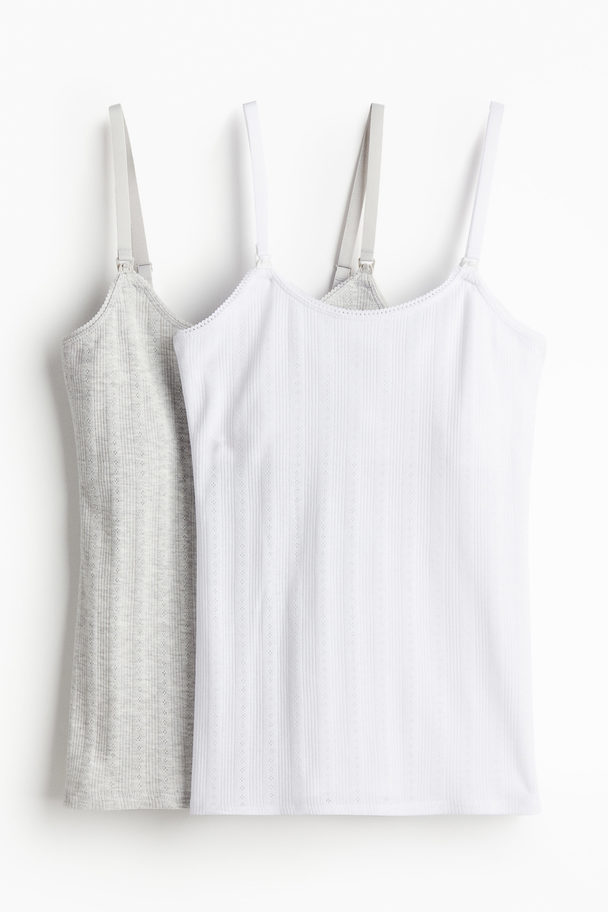 H&M Mama 2-pack Nursing Strappy Tops White/light Grey Marl