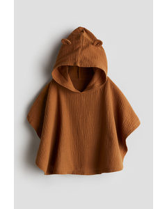 Hooded Poncho Towel Brown