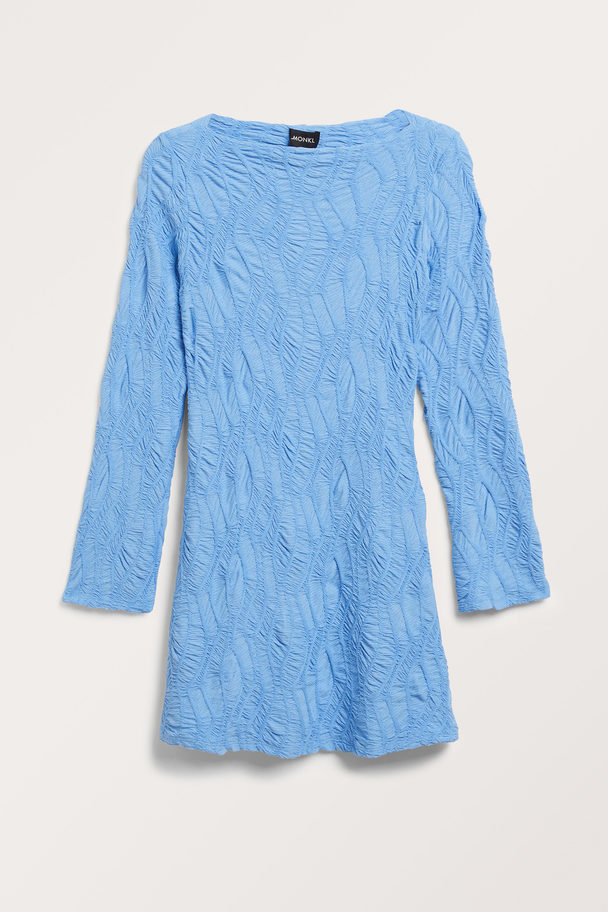 Monki Långärmad Miniklänning Med Struktur Ljusblå