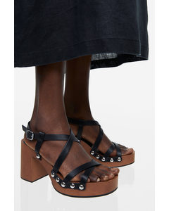 Block-heeled Sandals Brown/black