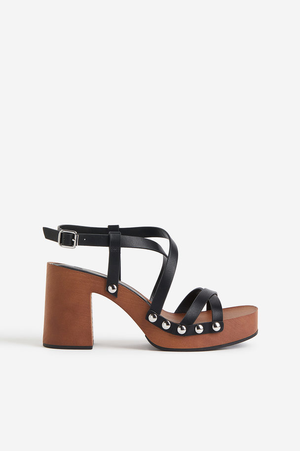 H&M Block-heeled Sandals Brown/black
