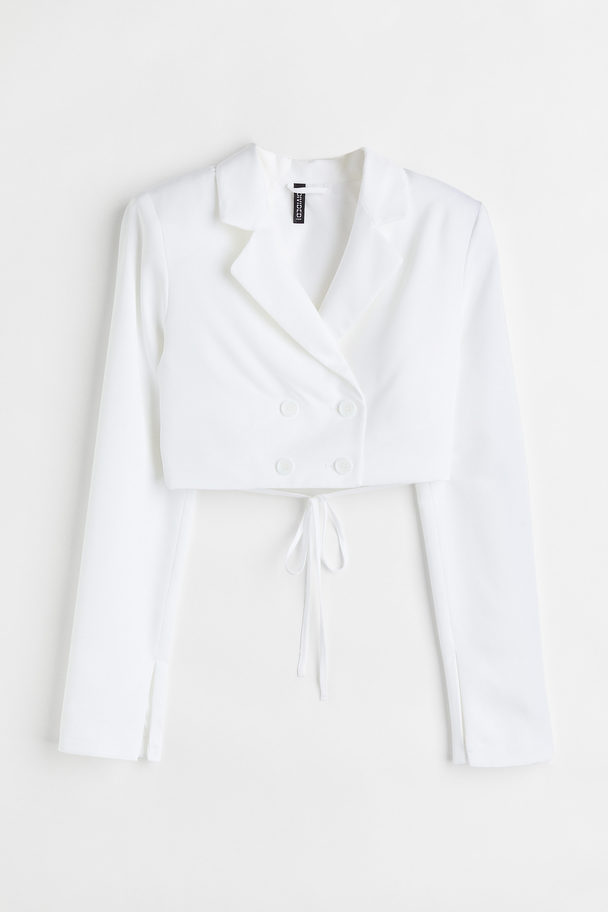 H&M Cropped Jacket With Ties White