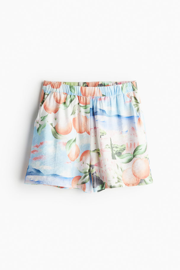 H&M Mønstret Pull On-shorts Lys Blå/appelsiner