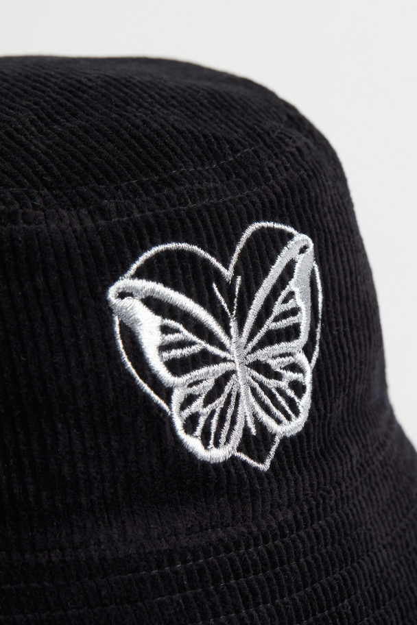 H&M Bucket Hat Schwarz/Schmetterling