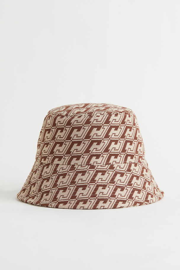 H&M Bucket Hat Hellbeige/Gemustert