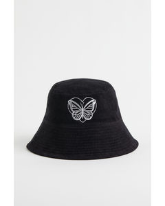 Bucket Hat Schwarz/Schmetterling
