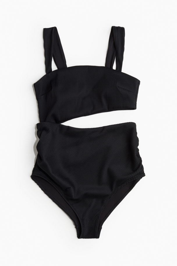 H&M MAMA Badeanzug mit Cut-out und wattierten Cups Schwarz