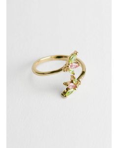 Twisted Gemstone Ring Pink, Green